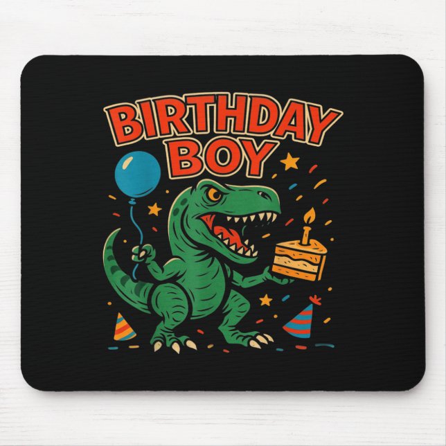 Roaring Birthday Boy Dinosaur Celebration Design _ Mousepad (Vorne)