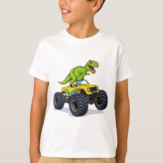 Roaring Dino auf Rädern Cartoon Monster LKW Spaß T-Shirt