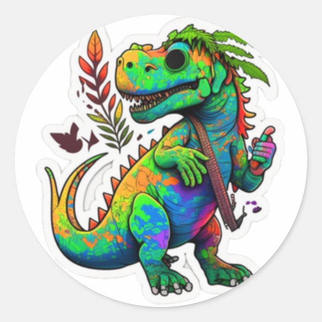Roaring Dino: Fun Dinosaur Sticker Design" (Vorderseite)