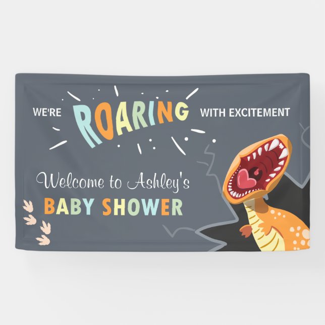 Roaring Dinosaur Baby Dusche Dino Backdrop Banner (Horizontal)