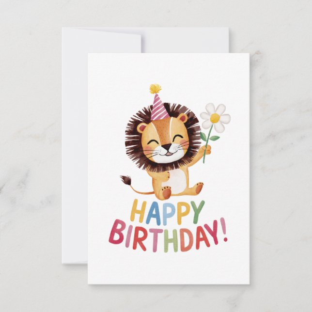Roaring Fun Lion Birthday Design Dankeskarte (Vorderseite)