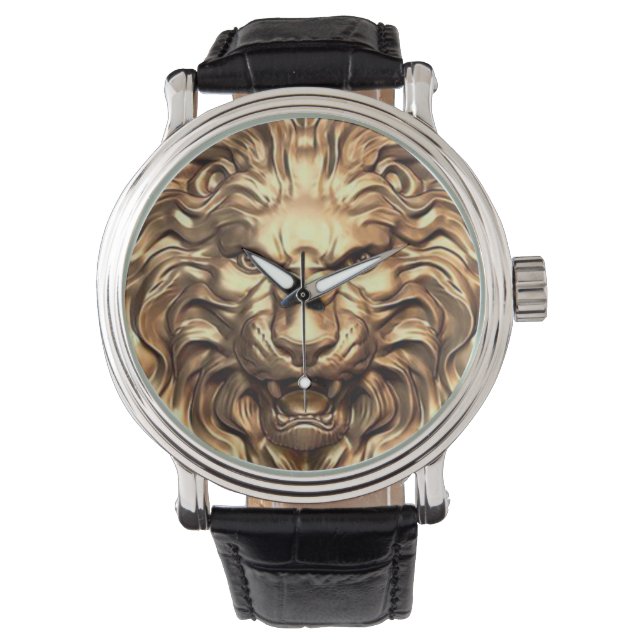 Roaring Gold Lion Head eWatch Armbanduhr (Vorderseite)