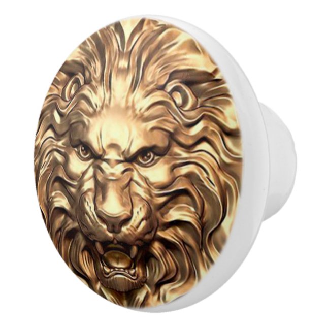 Roaring Gold Lion Head Keramikknauf (Rechts)