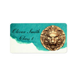 Roaring Gold Lion Head Personalisiert School Label Adressaufkleber