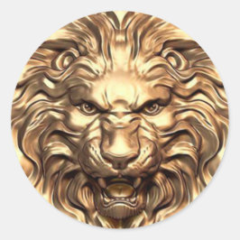 Roaring Gold Lion Head Runder Aufkleber