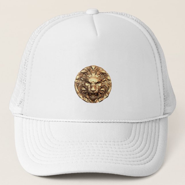 Roaring Gold Lion Head Truckerkappe (Vorderseite)
