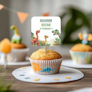 Roaring Good Time Dinosaur Party Quadratischer Aufkleber