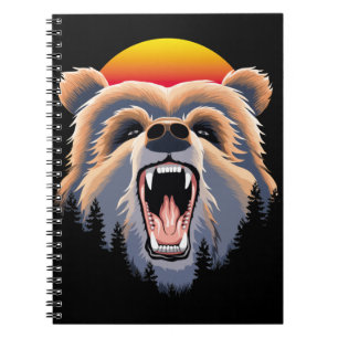 Roaring Grizzly Bär Face Notizblock