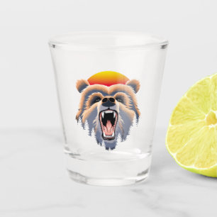 Roaring Grizzly Bär Face Schnapsglas