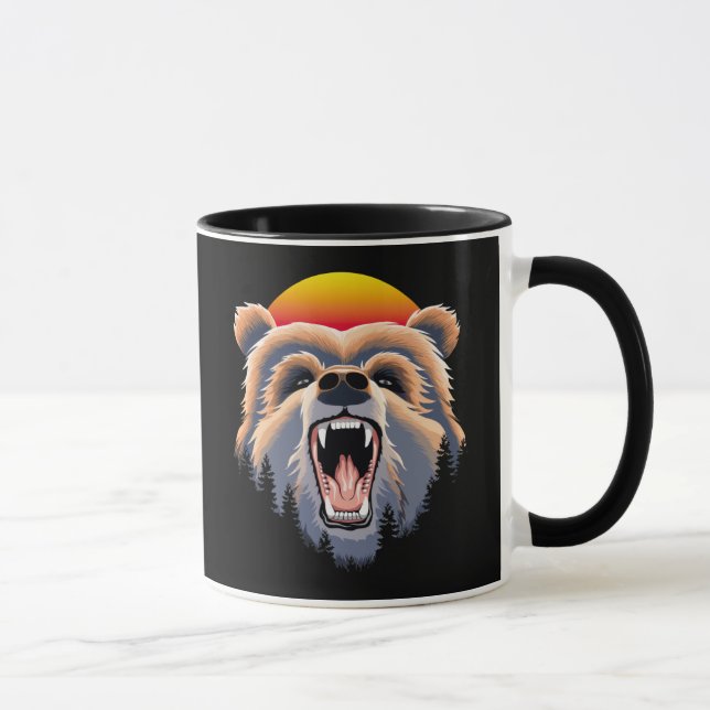 Roaring Grizzly Bär Face Tasse (Rechts)