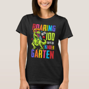 Roaring in 100 Tage Kindergarten Funny T Rex Din T-Shirt