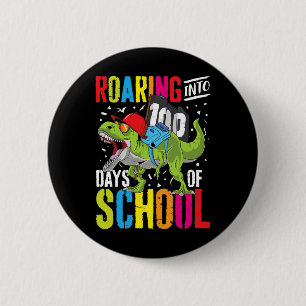 Roaring in 100 Tagen der Schule Spaß T Rex Dinosau Button