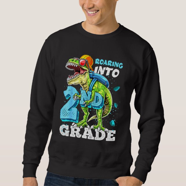 Roaring in 2nd Grade T Rex Boys Sweatshirt (Vorderseite)