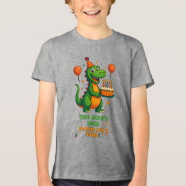 Roaring in 5 - Dino Birthday Design Tri-Blend Shirt