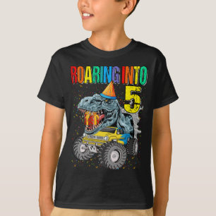 Roaring in 5. Geburtstag Monster Truck Dinosaurier T-Shirt