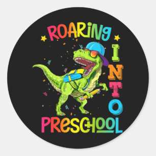 Roaring in der Vorschule Dinosaurier Lehrer Pre K Runder Aufkleber
