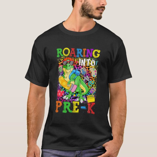 Roaring in Pre-K School Dinosaurier, um zurück zu  T-Shirt (Vorderseite)