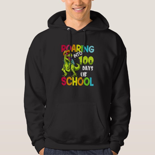 Roaring Into 100 Days of School Kindergarten Dinos Hoodie (Vorderseite)