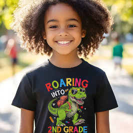 Roaring into 2nd Grade Dinosaur – Cool Back School T-Shirt
