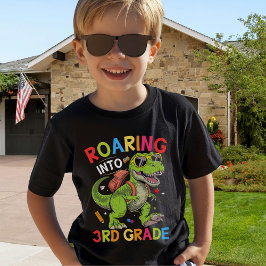 Roaring into 3rd Grade Dinosaur – Fun Back School T-Shirt