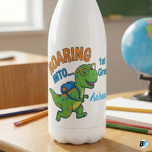 Roaring Into Kindergarten Personalized Dinosaur  Edelstahlflasche (Von Creator hochgeladen)