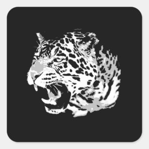 Roaring Jaguar Square Stickers