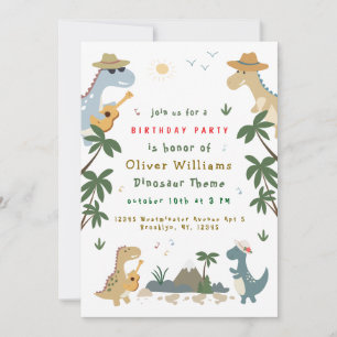 Roaring Jurassic Kids Prähistorischer Party Spaß Einladung