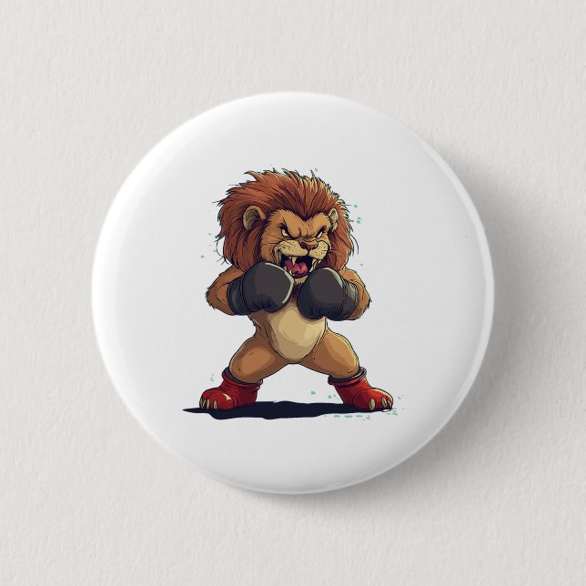 Roaring Kämpfer Blick mit dieser Löwe in Boxglov Button (Vorderseite)