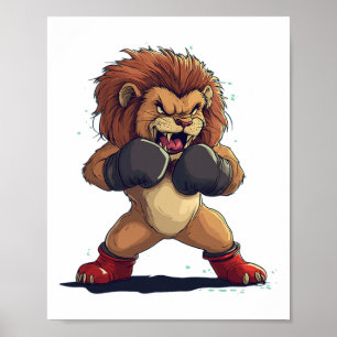 Roaring Kämpfer Blick mit dieser Löwe in Boxglov Poster