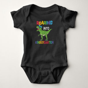 Roaring Kindergarten Back School T rex Dinosaurier Baby Strampler