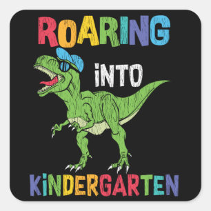 Roaring Kindergarten Back School T rex Dinosaurier Quadratischer Aufkleber