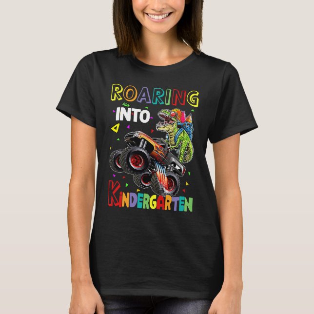 Roaring Kindergarten Dinosaur Monster Truck Back t T-Shirt (Vorderseite)