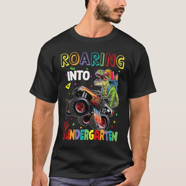 Roaring Kindergarten Dinosaur Monster Truck Back t T-Shirt (Vorderseite)