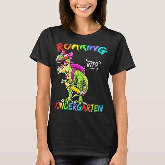 Roaring Kindergarten Dinosaur T Rex Back to School T-Shirt (Vorderseite)