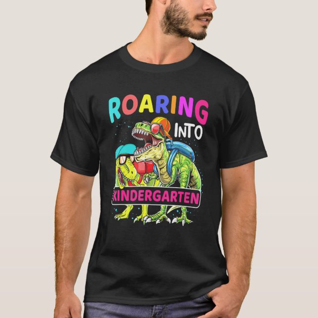 Roaring Kindergarten Dinosaur T Rex Back to School T-Shirt (Vorderseite)