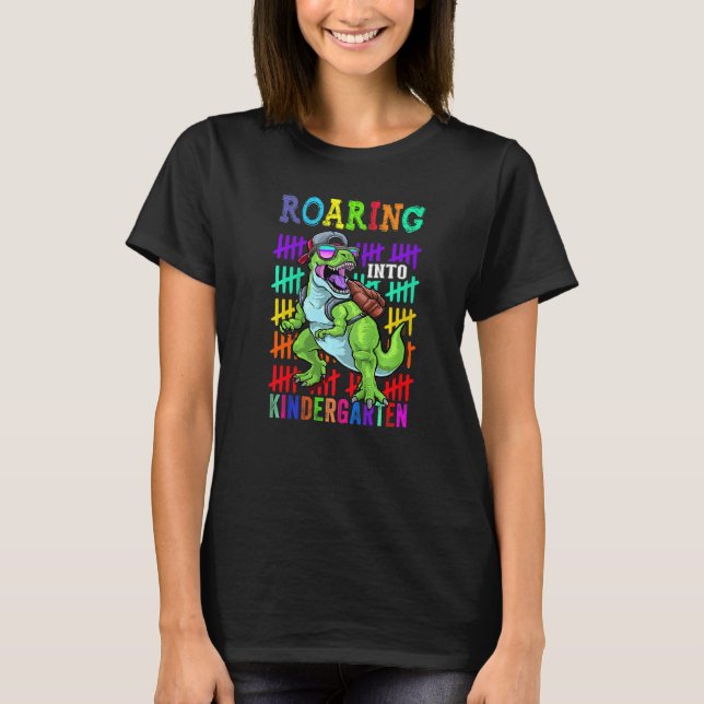 Roaring Kindergarten Dinosaurier Rex Zurück zur Sc T-Shirt (Vorderseite)