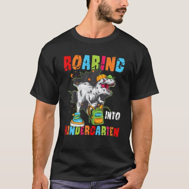 Roaring Kindergarten Dinosaurier zurück in die Sch T-Shirt (Vorderseite)