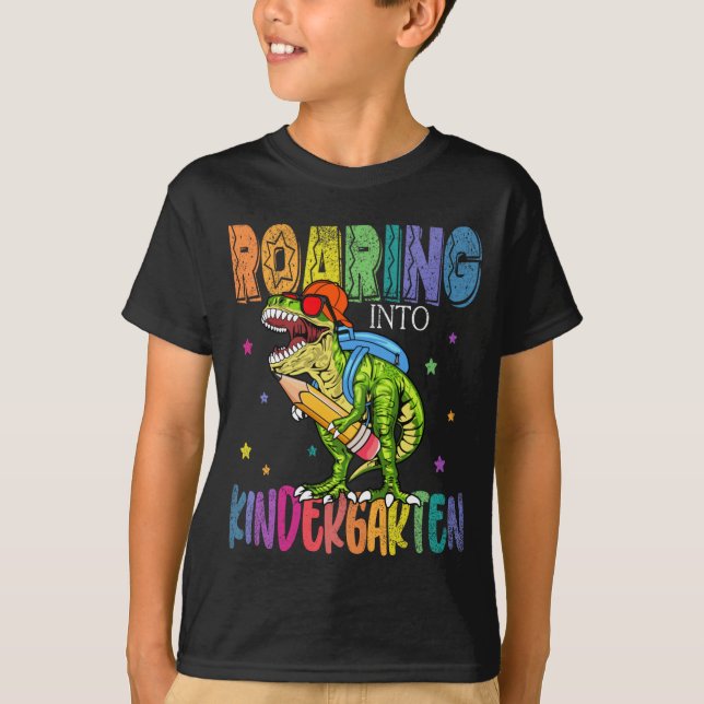 Roaring Kindergarten Dinosaurier zurück in die Sch T-Shirt (Vorderseite)