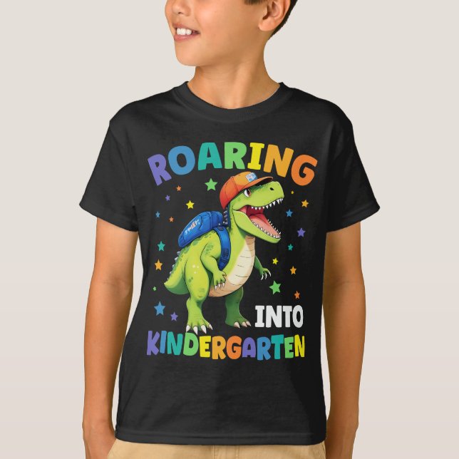 Roaring Kindergarten Dinosaurier zurück in die Sch T-Shirt (Vorderseite)
