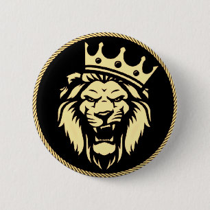 Roaring King Lion Button