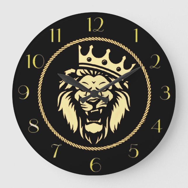 Roaring King Lion Wall Clock Große Wanduhr (Vorderseite)
