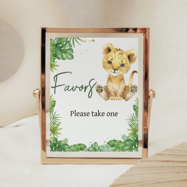 Roaring Lion Baby Shower Favoriten Poster (Roaring with Excitement Lion Baby Shower Favors Sign)