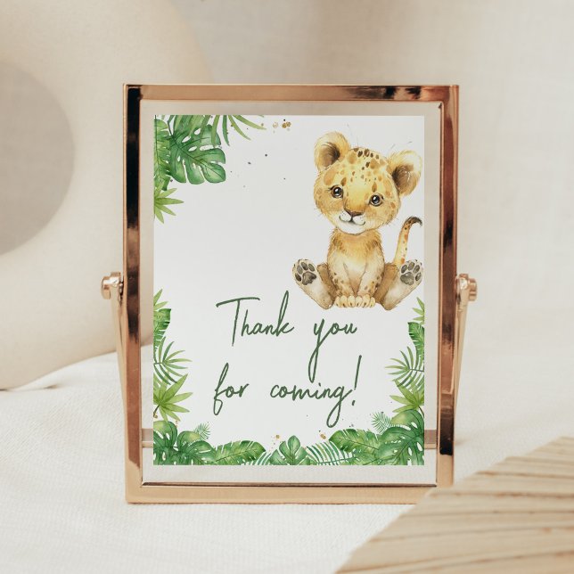 Roaring Lion Baby Shower Vielen Dank für Ihr Komme Poster (Roaring with Excitement Lion Baby Shower Thank you for Coming Sign)