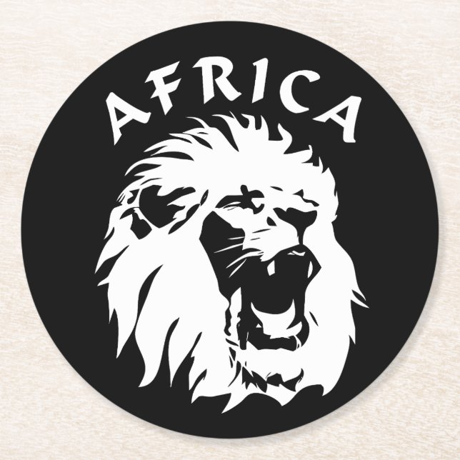 Roaring Lion Face | Afrika Runder Pappuntersetzer (Vorderseite)