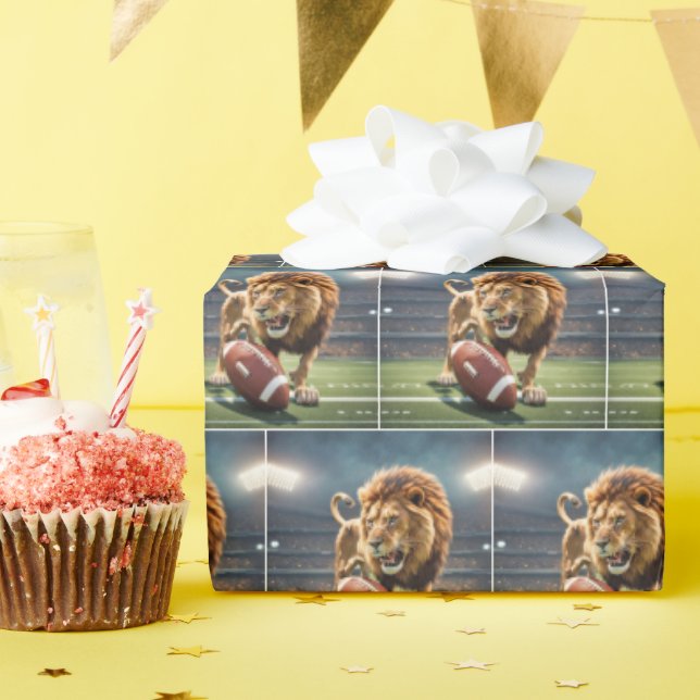 Roaring Lion im Fußballstadion Geschenkpapier (Geburtstagsparty)