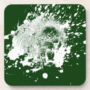 Roaring Lion in weißem Splash Untersetzer
