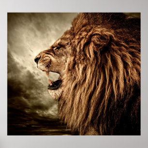 Roaring Lion: Majestic Vintag Art. Poster