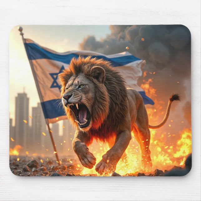 Roaring Lion mit Star der israelischen Flagge von  Mousepad (Vorne)