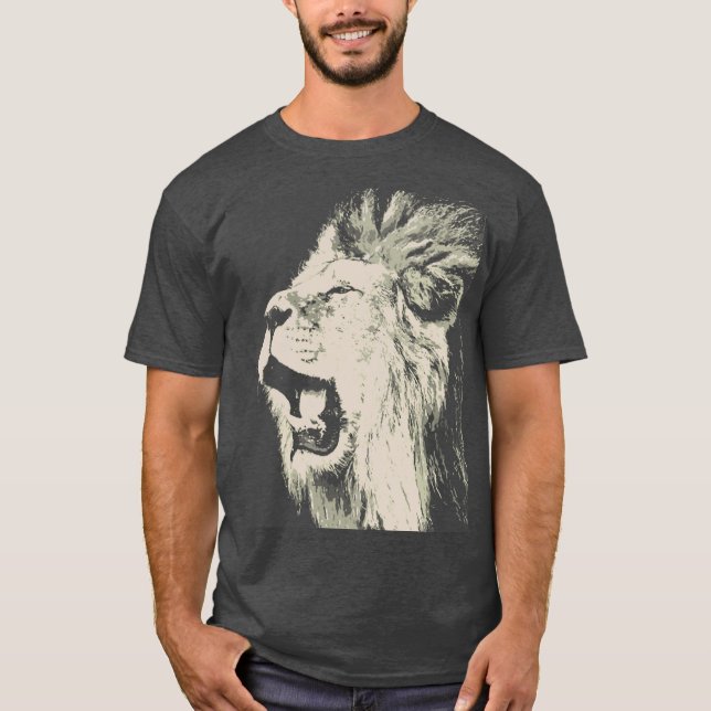 Roaring Lion Pop Art Vintag Retro T-Shirt (Vorderseite)