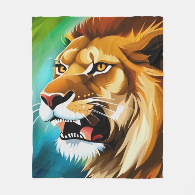 Roaring Lion Side Posed Portrait-57566 Fleecedecke (Vorderseite)